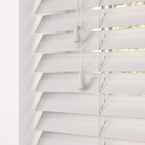 Light Grey Grains Venetian Blind installed in window