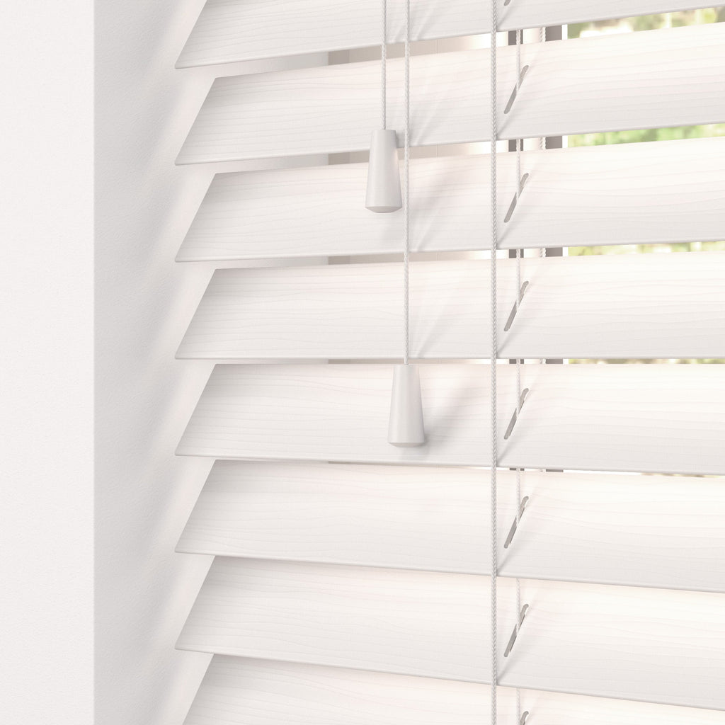 Off White Grains Venetian Blind installed in window