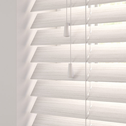 Beige White Grains Venetian Blind installed in window